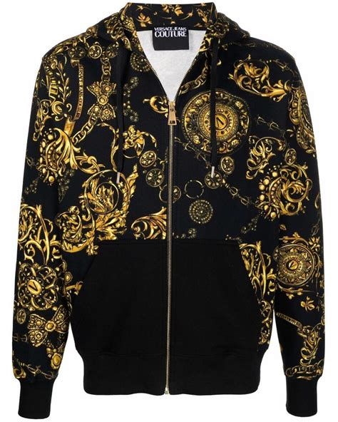 versace gold chain hoodie|Versace hoodie men's sale.